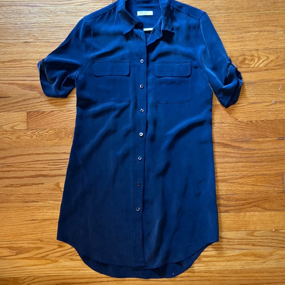 equipment  navy silk dress
